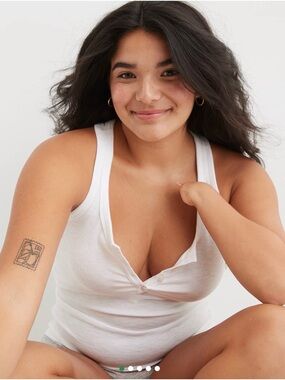 Aerie Henley No BS Tank Top White